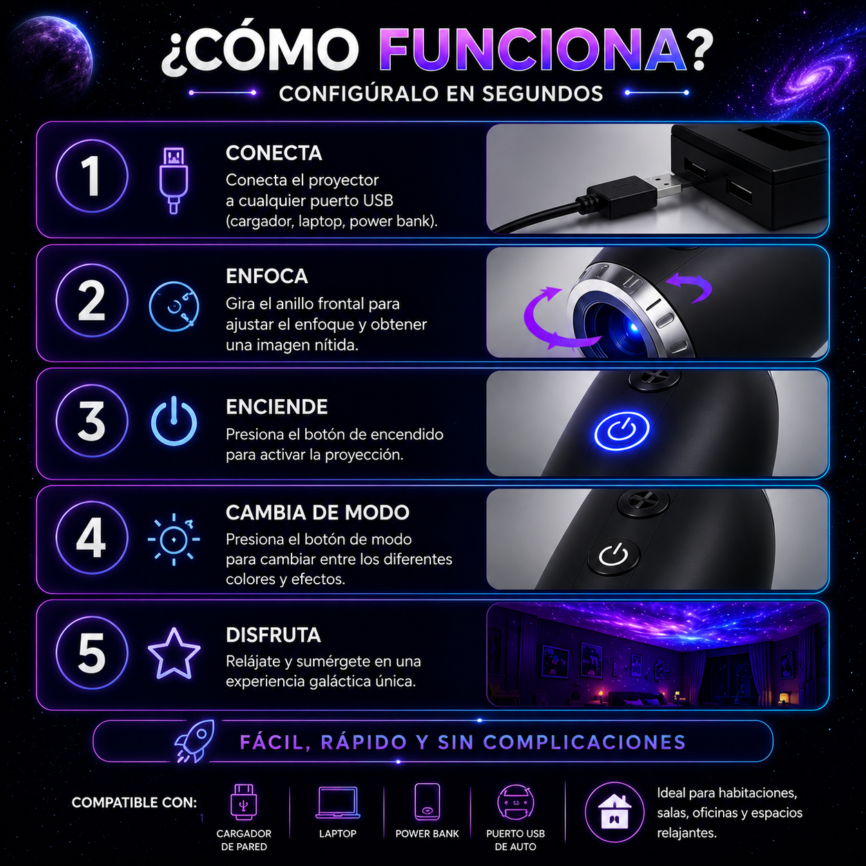 Proyector de Galaxia 3D